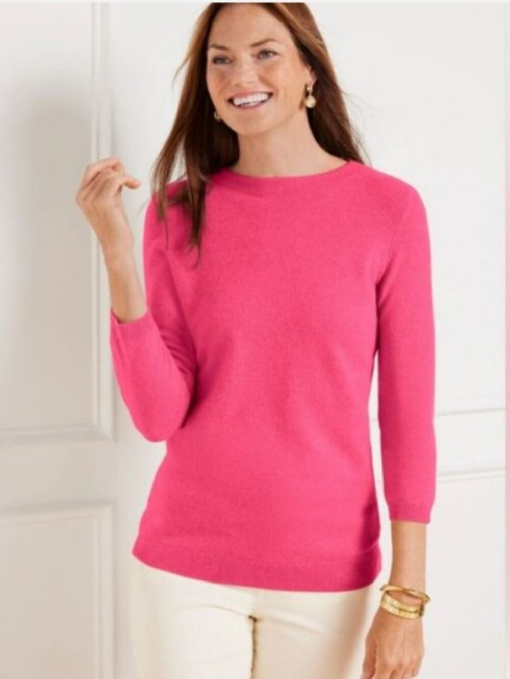TALBOTS 100% Cashmere Hot Pink Pullover Sweater | SP